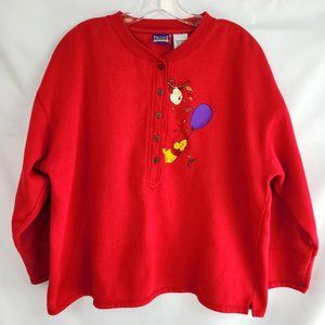 Vintage L Disney Pooh Red 100 Acre Wood Collection Sweatshirt Bees Honey Brazos